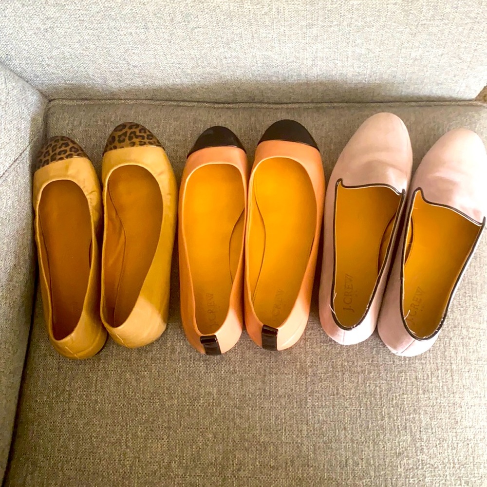 3 pairs like new j crew flats. All 3 for $50!